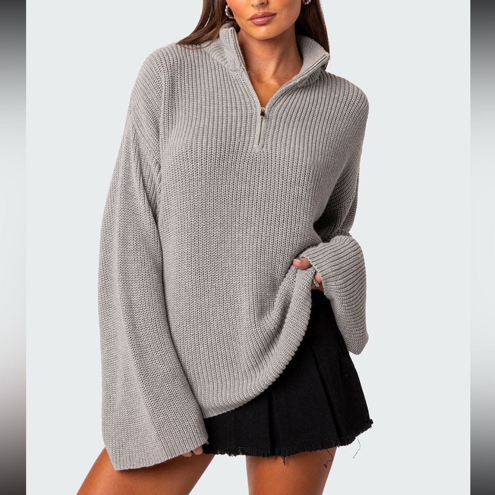Edikted Light Gray Cowl Neck Sweater